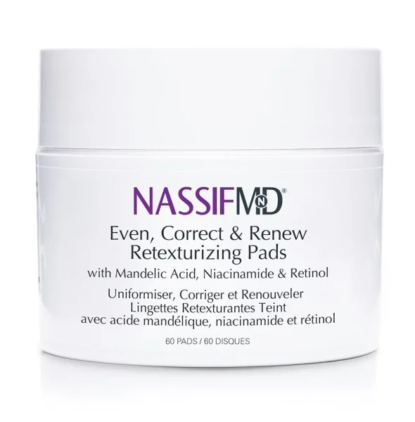 Improve chronic rough skin texture with just a few swipes! These skin retexturizing treatment pads have a proprietary synergistic blend of, Niacinamide, Hyaluronic Acid, Retinol and Mandelic Acid